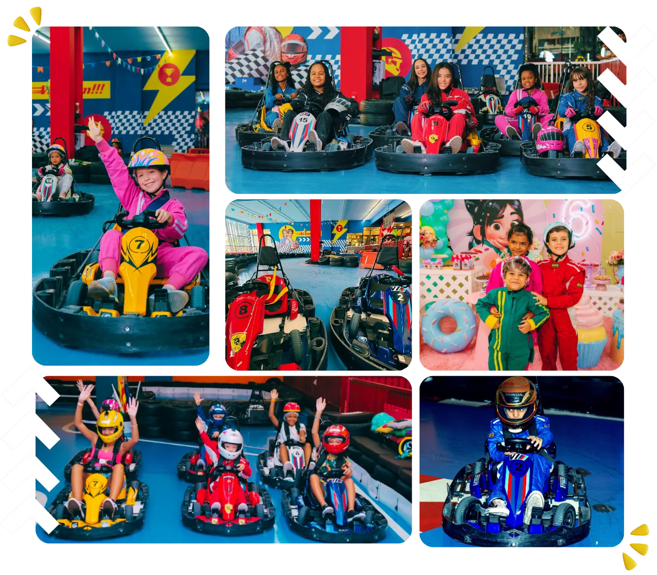 Momentos de festas de aniversário infantil com corrida de kart na eKarts BH